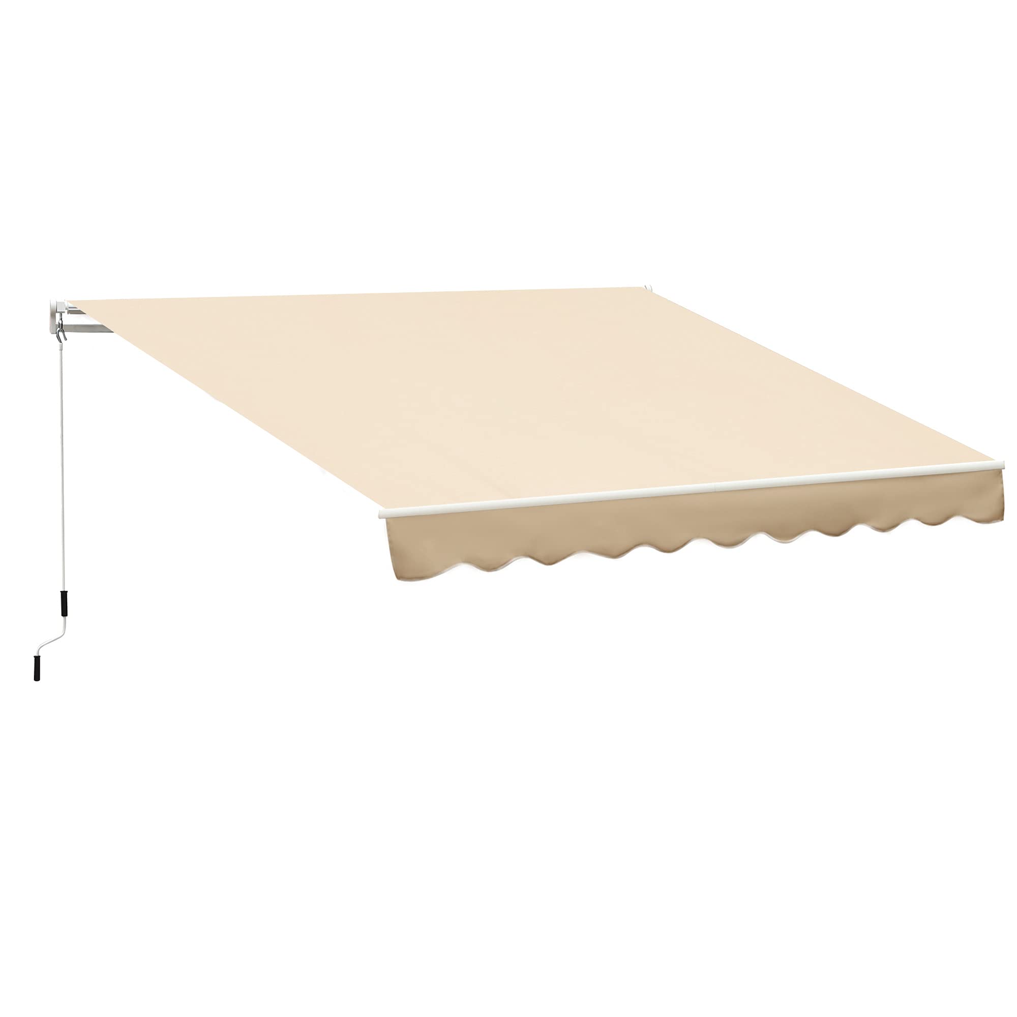 Outsunny 13' x 8' Retractable Awning, Patio Awnings, Sunshade Shelter w/Manual Crank Handle, UV & Water-Resistant Fabric and Aluminum Frame for Deck, Balcony, Yard, Beige