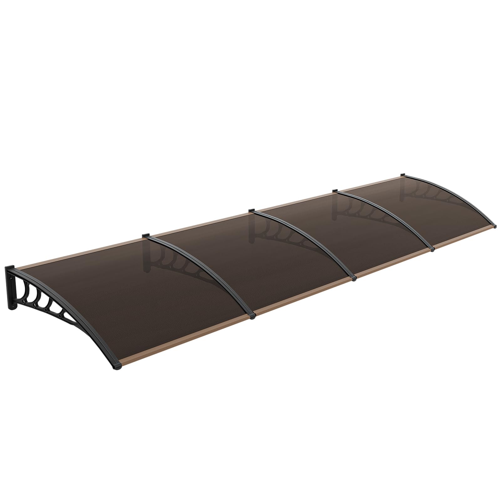 VINGLI Window Awning Door Canopy Exterior, 40" x 80" Awnings for Doors Polycarbonate Cover Patio Door Awning Rain Snow Sunlight Protection Hollow Sheet (Brown Board & Black Bracket)
