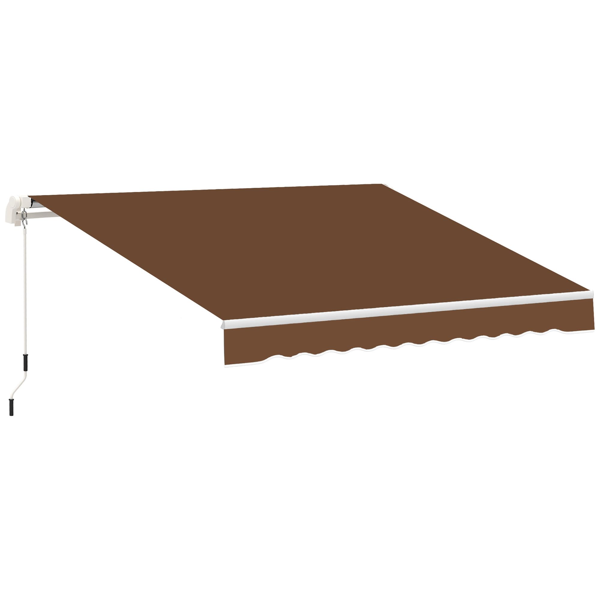 Outsunny 13' x 8' Retractable Awning, Patio Awnings, Sunshade Shelter w/Manual Crank Handle, UV & Water-Resistant Fabric and Aluminum Frame for Deck, Balcony, Yard, Beige