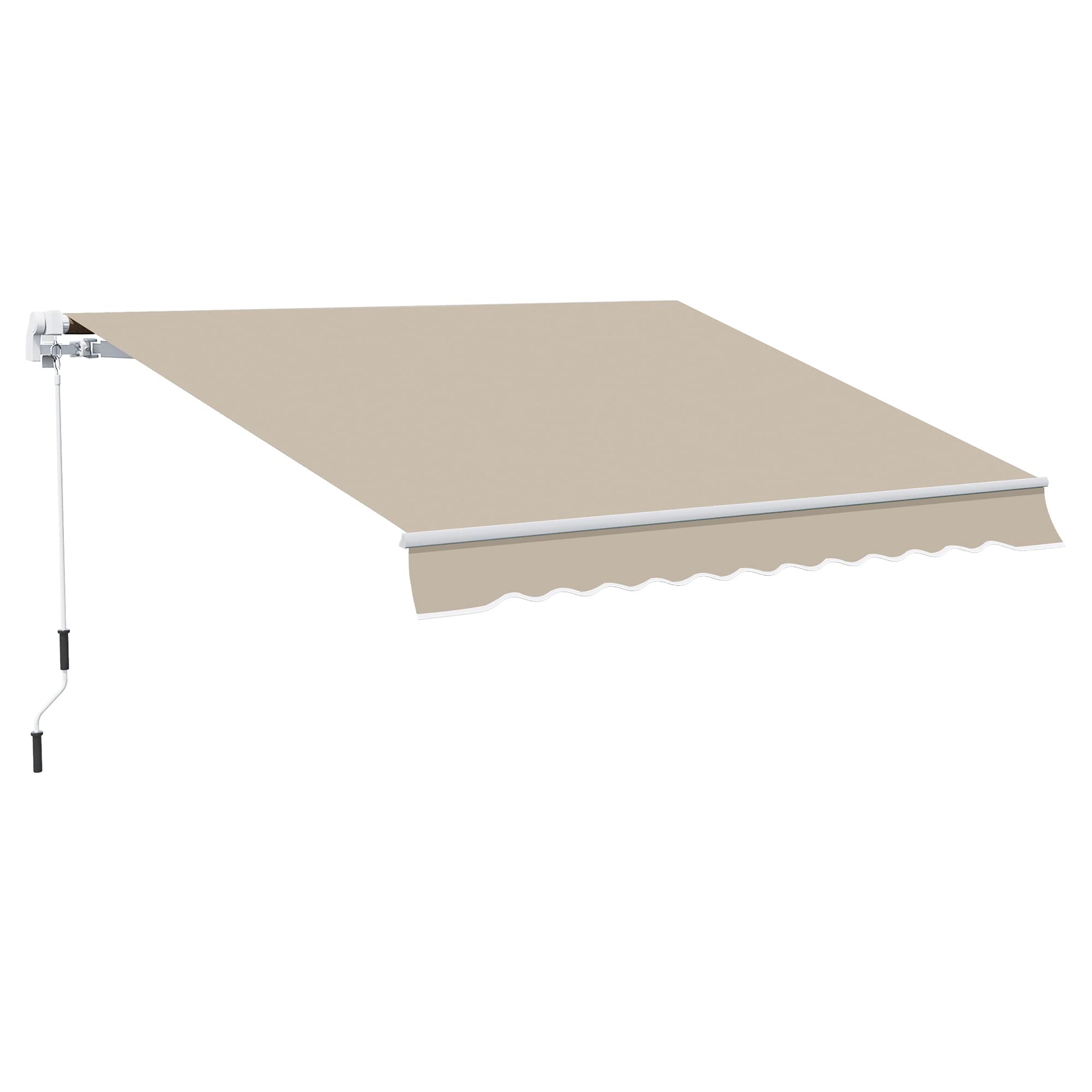 Outsunny 13' x 8' Retractable Awning, Patio Awnings, Sunshade Shelter w/Manual Crank Handle, UV & Water-Resistant Fabric and Aluminum Frame for Deck, Balcony, Yard, Beige