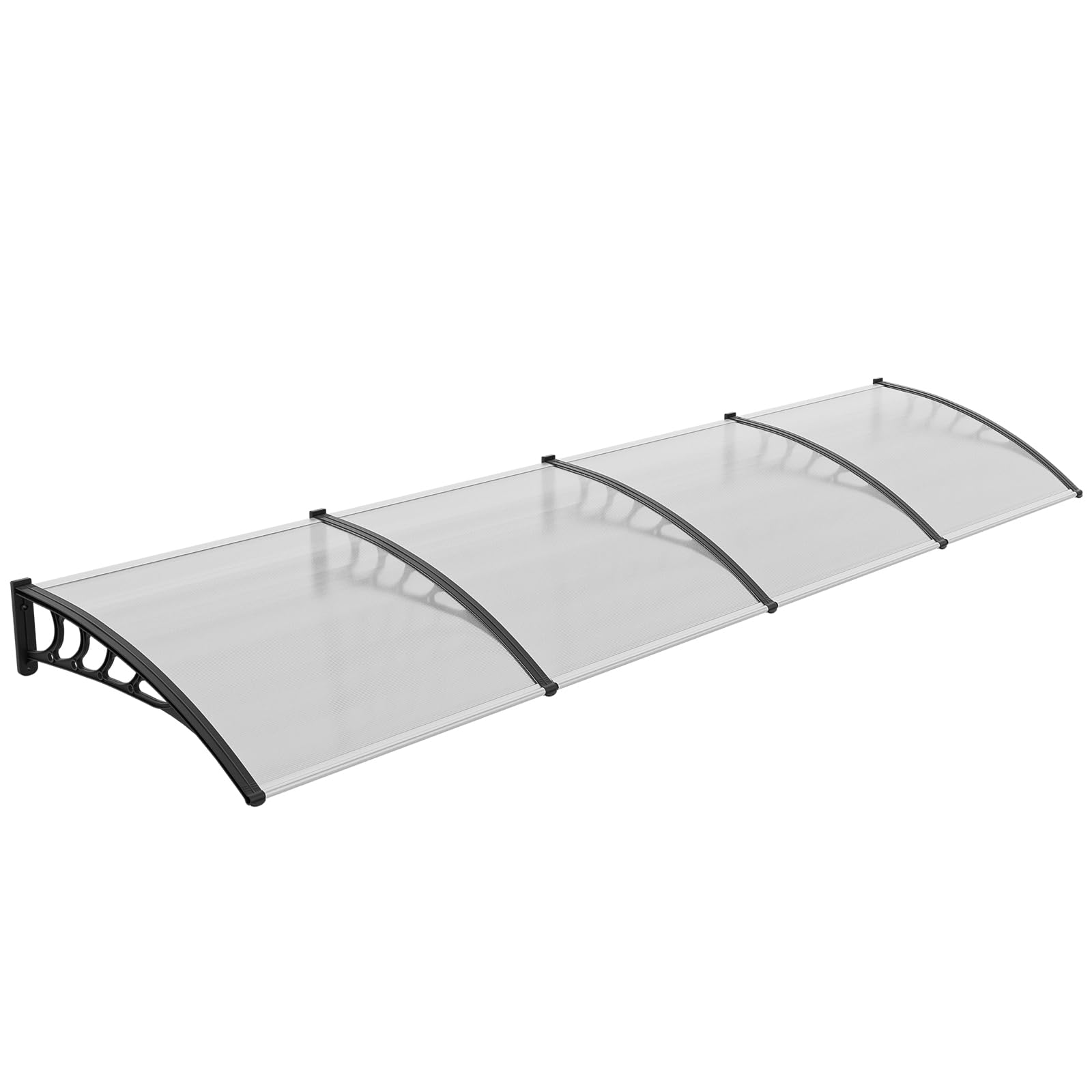 VINGLI Window Awning Door Canopy Exterior, 40" x 80" Awnings for Doors Polycarbonate Cover Patio Door Awning Rain Snow Sunlight Protection Hollow Sheet (Brown Board & Black Bracket)