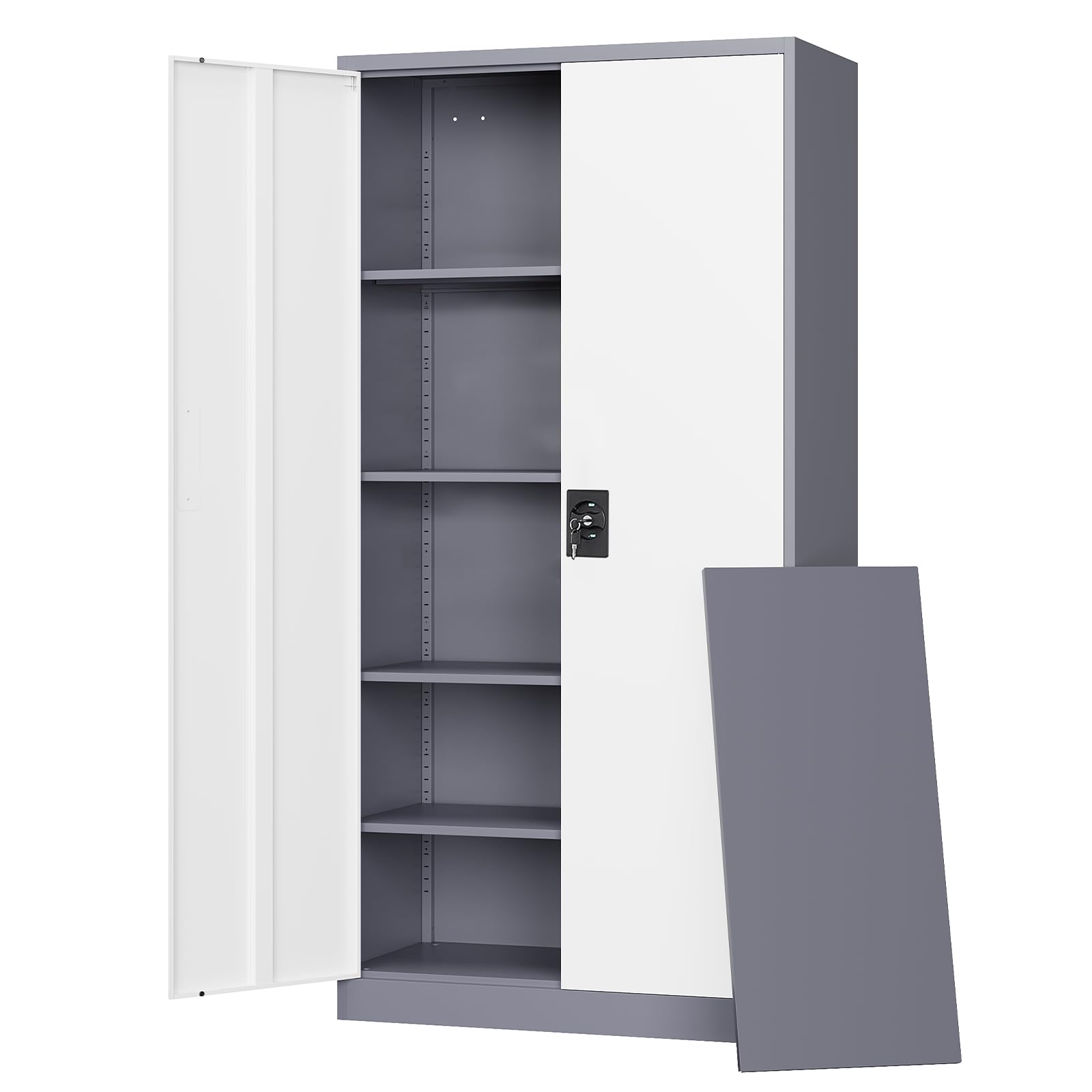 Letaya Metal Garage Storage Cabinets with Lock Door and Adjustable Shelves, Steel Tool Cabinets for Home,Office,Warehouse Organisieren (Black)