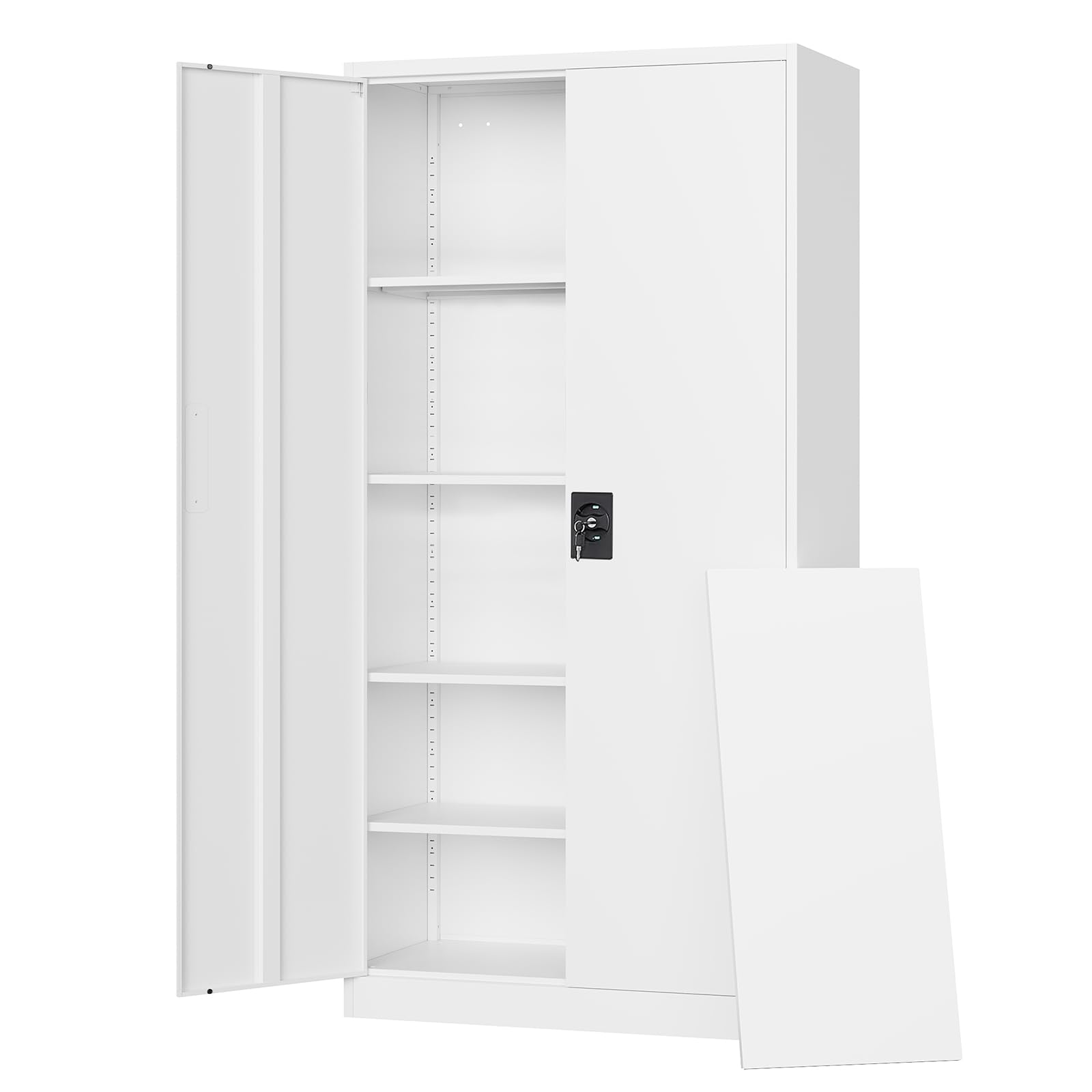 Letaya Metal Garage Storage Cabinets with Lock Door and Adjustable Shelves, Steel Tool Cabinets for Home,Office,Warehouse Organisieren (Black)