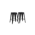 30" Metal Bar Stools Set of 2 Industrial Iron Stackable for Kitchen Indoor/Outdoor Patio Distressed Black