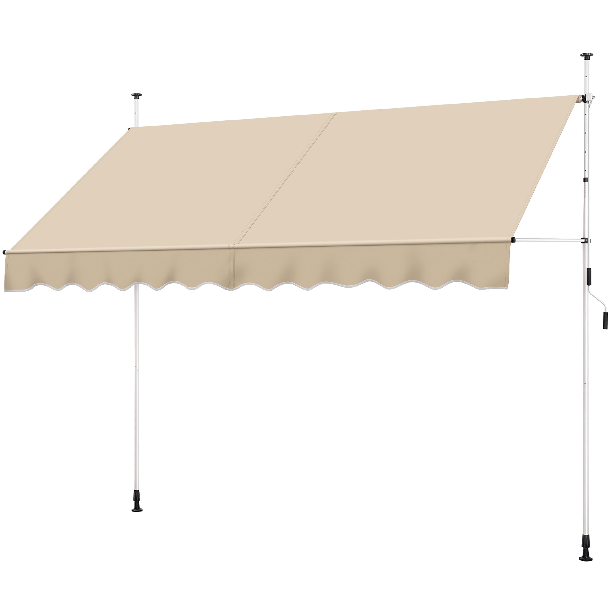 Yaheetech Manual Retractable Awning, 78"×118" Outdoor Sunshade Shelter Angle & Height Adjustable NO Drilling Patio Door Window Awnings, Canopy with UV Protection for Backyard, Dark Gray