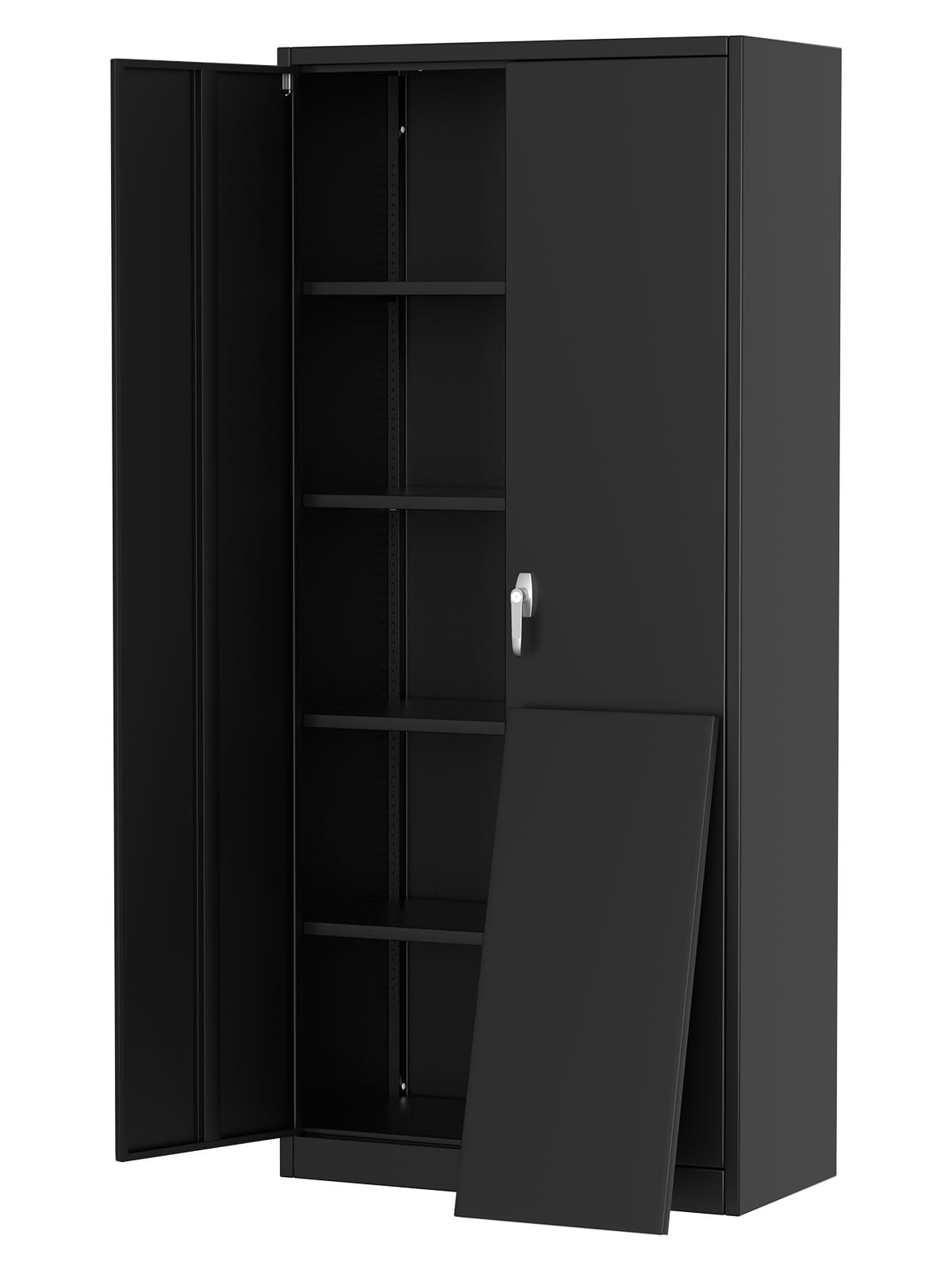 GarveeHome 72" Metal Storage Cabinet with Wheels, Locking Doors & 2 Drawers,Heavy Duty Rolling Garage Organizer with 2 Adjustable Shelves (with Wheels, with 2 Draws)