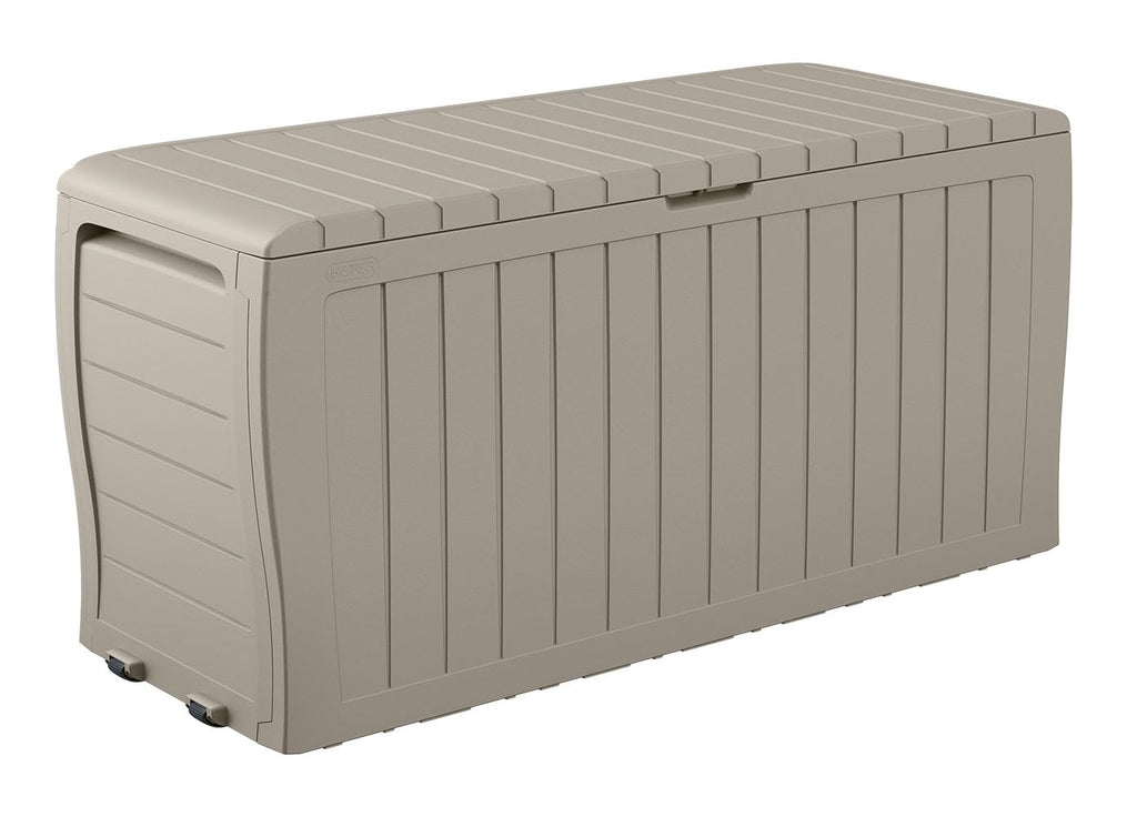 Keter Marvel Plus 71 Gallon Resin Outdoor Storage Box for Patio Furniture Cushions, Throw Pillows, Garden Tools and Pool Floats, Brown