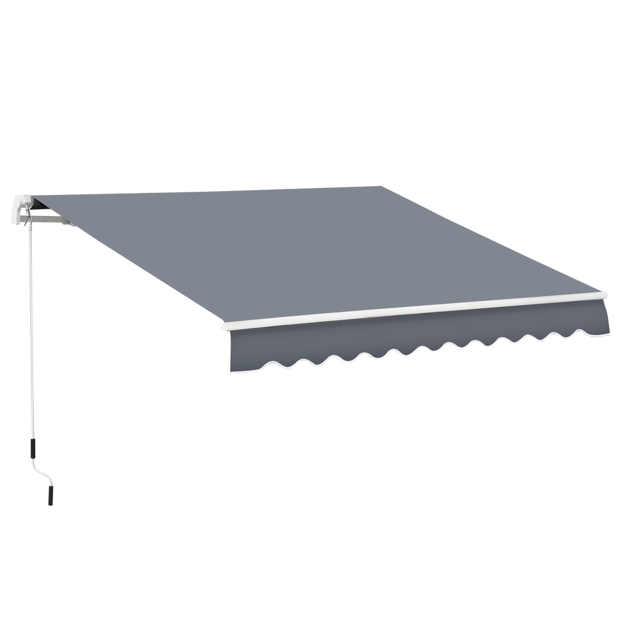 Outsunny 13' x 8' Retractable Awning, Patio Awnings, Sunshade Shelter w/Manual Crank Handle, UV & Water-Resistant Fabric and Aluminum Frame for Deck, Balcony, Yard, Beige