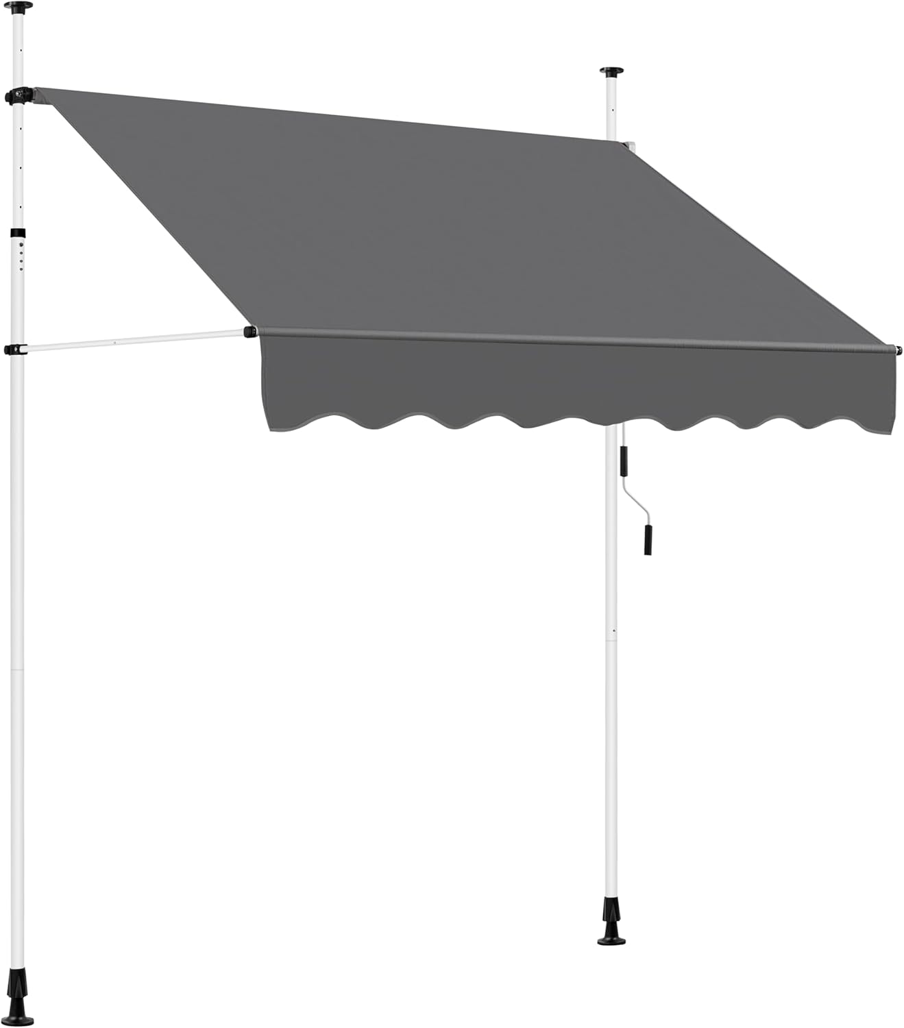 Yaheetech Manual Retractable Awning, 78"×118" Outdoor Sunshade Shelter Angle & Height Adjustable NO Drilling Patio Door Window Awnings, Canopy with UV Protection for Backyard, Dark Gray
