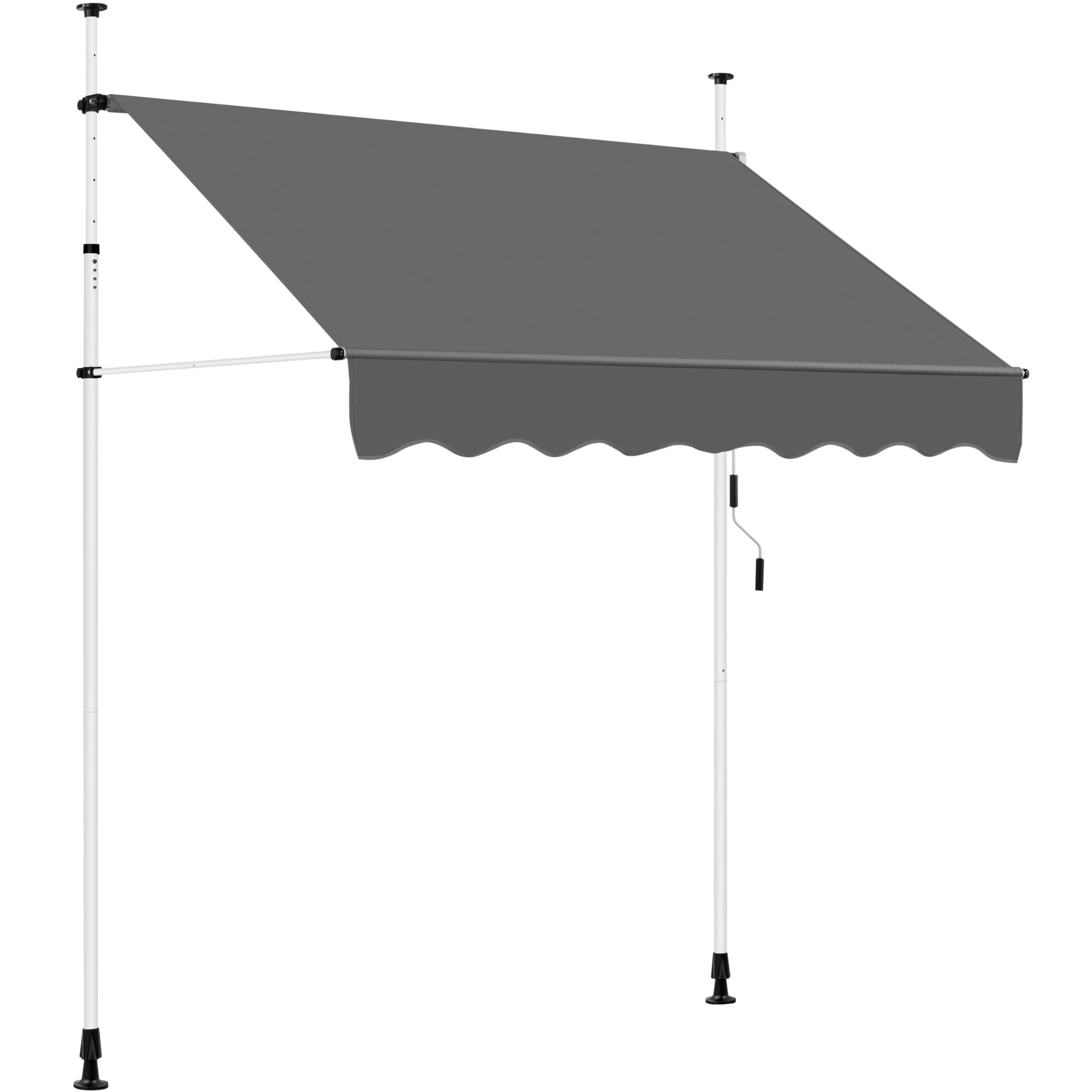 Yaheetech Manual Retractable Awning, 78"×118" Outdoor Sunshade Shelter Angle & Height Adjustable NO Drilling Patio Door Window Awnings, Canopy with UV Protection for Backyard, Dark Gray
