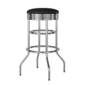 TRINITY Heavy Duty 30-Inch Backless Swivel Bar Stool for Kitchen, Garage, or Workshop, Chrome Finish with Faux Leather Seat, 2 Pack, Black