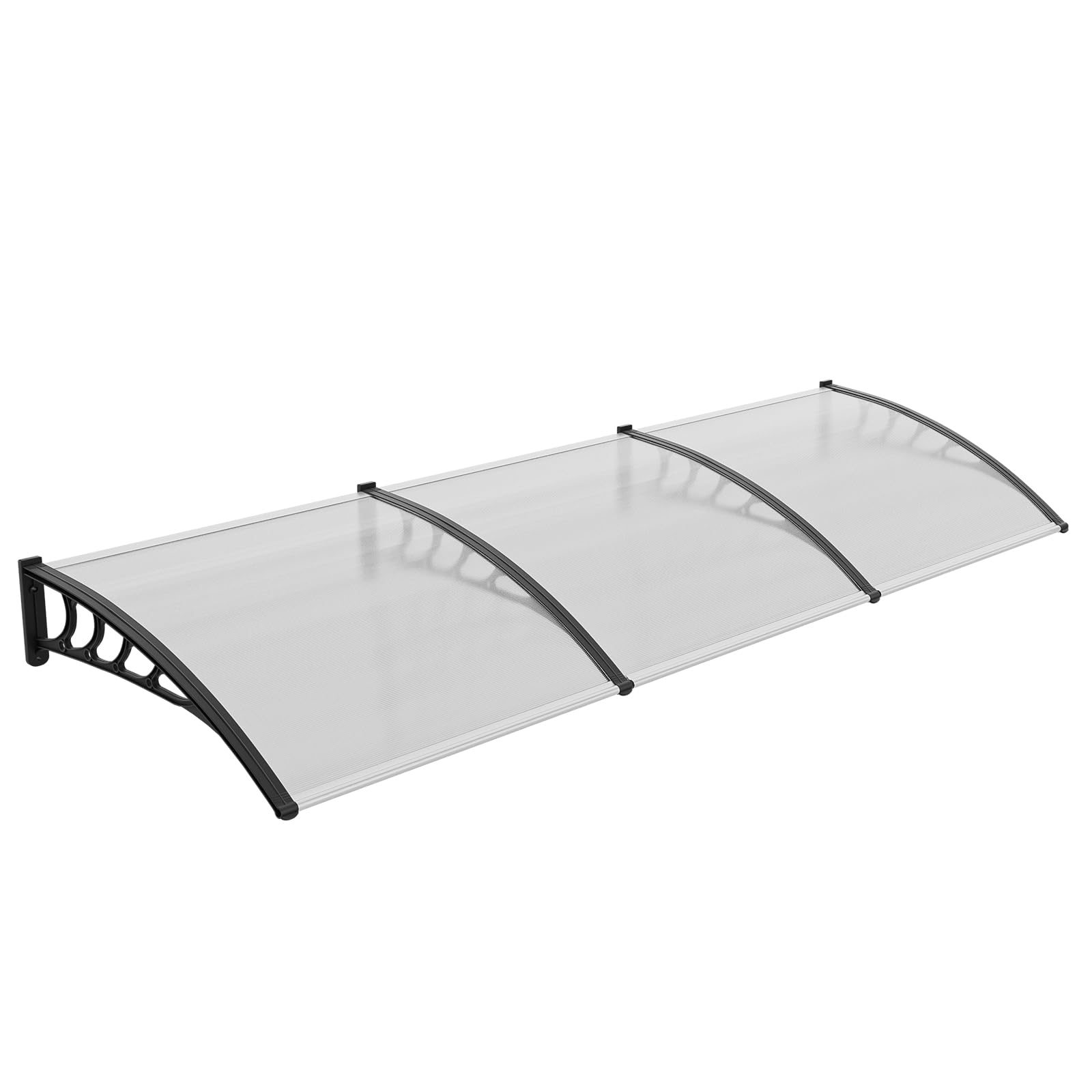 VINGLI Window Awning Door Canopy Exterior, 40" x 80" Awnings for Doors Polycarbonate Cover Patio Door Awning Rain Snow Sunlight Protection Hollow Sheet (Brown Board & Black Bracket)