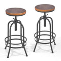 Set of 2-Industrial Bar Stool-Retro 26-32.3inch Swivel Stools-Extra Tall Kitchen Chair-Bar Counter Height Adjustable-Fully Welded (Black 2PCS)