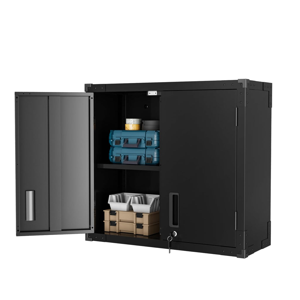 VINGLI Large Metal Storage Cabinet with 2 Doors and 5 Adjustable Shelves, Upgraded Height & Wide & Deep, 43''W x 20''D x 72''H, Oversized Garage Storage Cabinet with Wheels and Locks (Black)