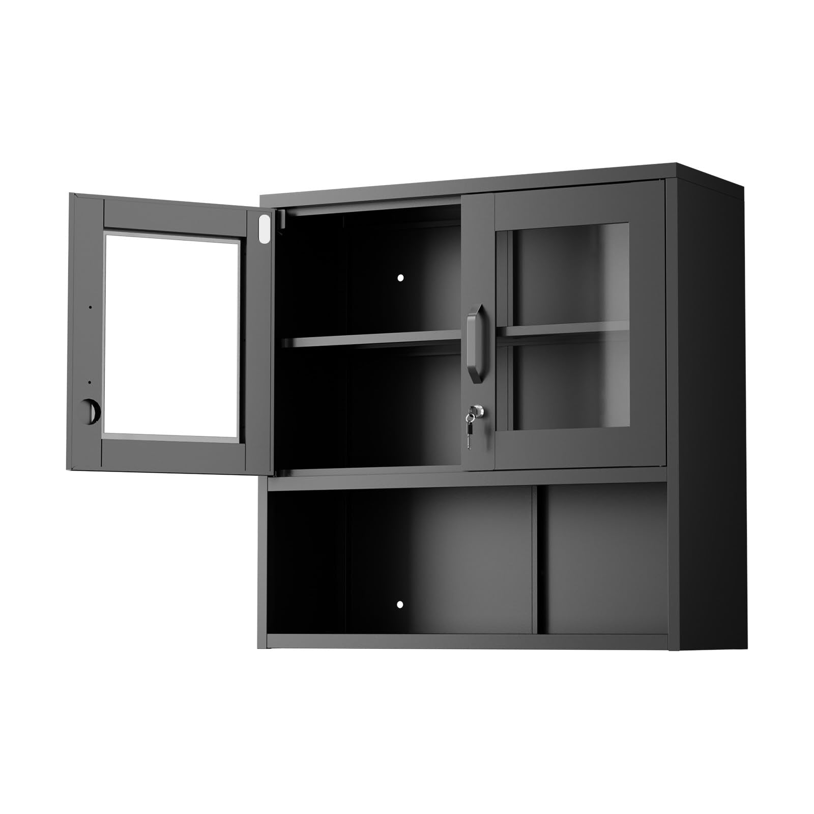VINGLI Large Metal Storage Cabinet with 2 Doors and 5 Adjustable Shelves, Upgraded Height & Wide & Deep, 43''W x 20''D x 72''H, Oversized Garage Storage Cabinet with Wheels and Locks (Black)