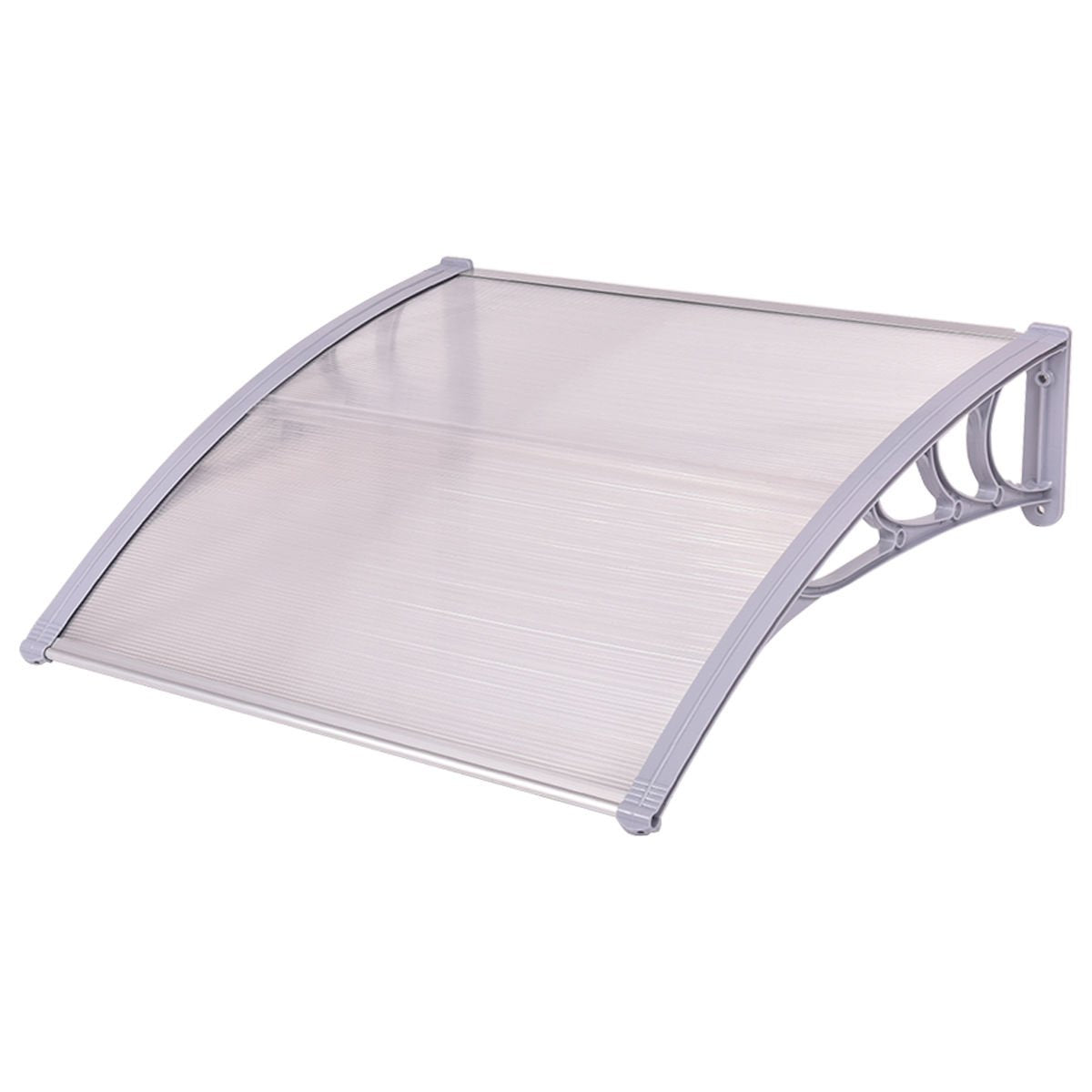 Tangkula 40" x 48" Window Awning, Modern Polycarbonate Overhead Door Awning with Hollow Sheet for Rain Snow Sunlight Protection, UPF 50+ Awnings for Patio, Door, Deck, Porch