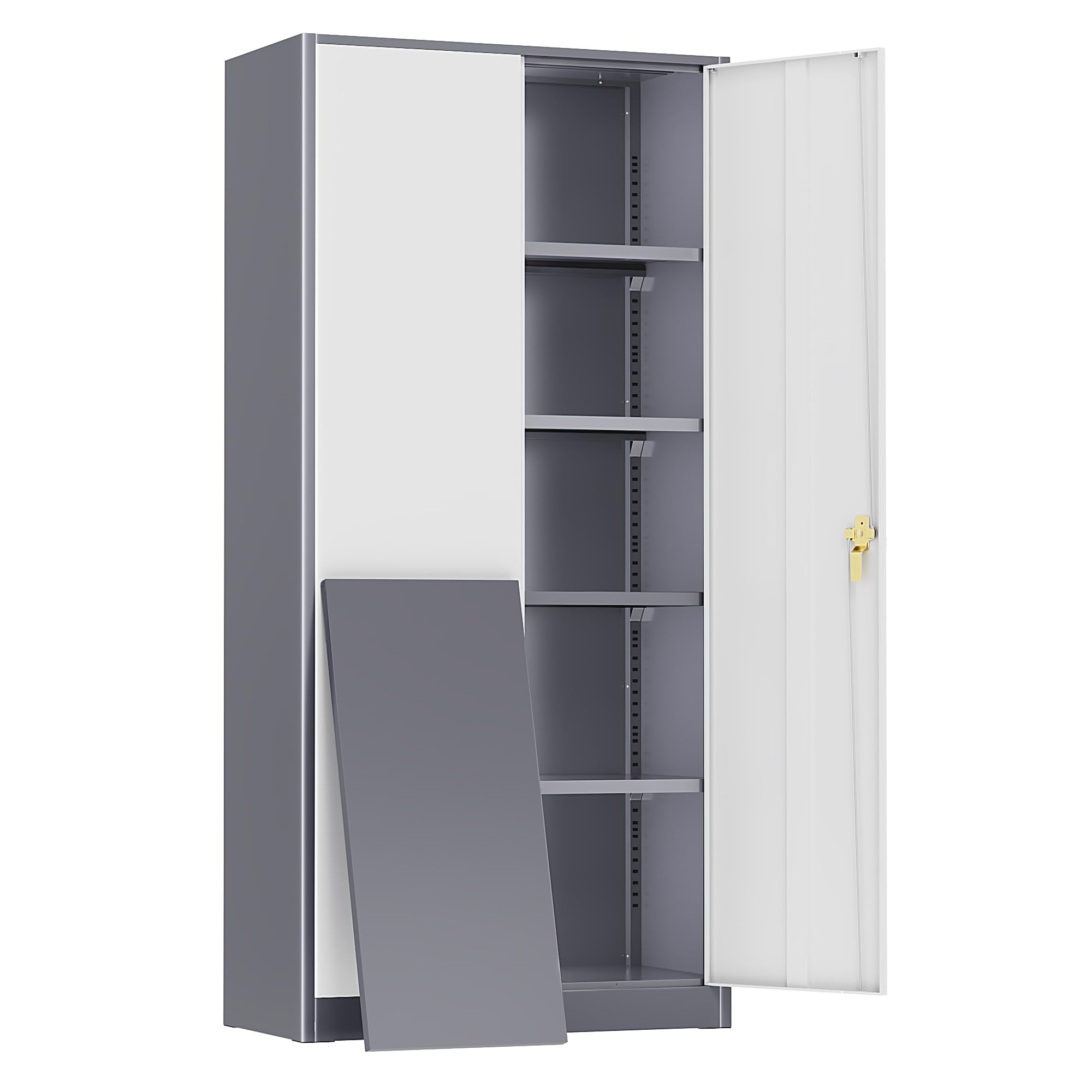 Greenvelly Metal Storage Cabinet, 72" Black Steel Garage Cabinet with Doors and Adjustable Shelves, Metal Cabinet with Lock,Garage Cabinets and Storage System for Garage,Home Office,School