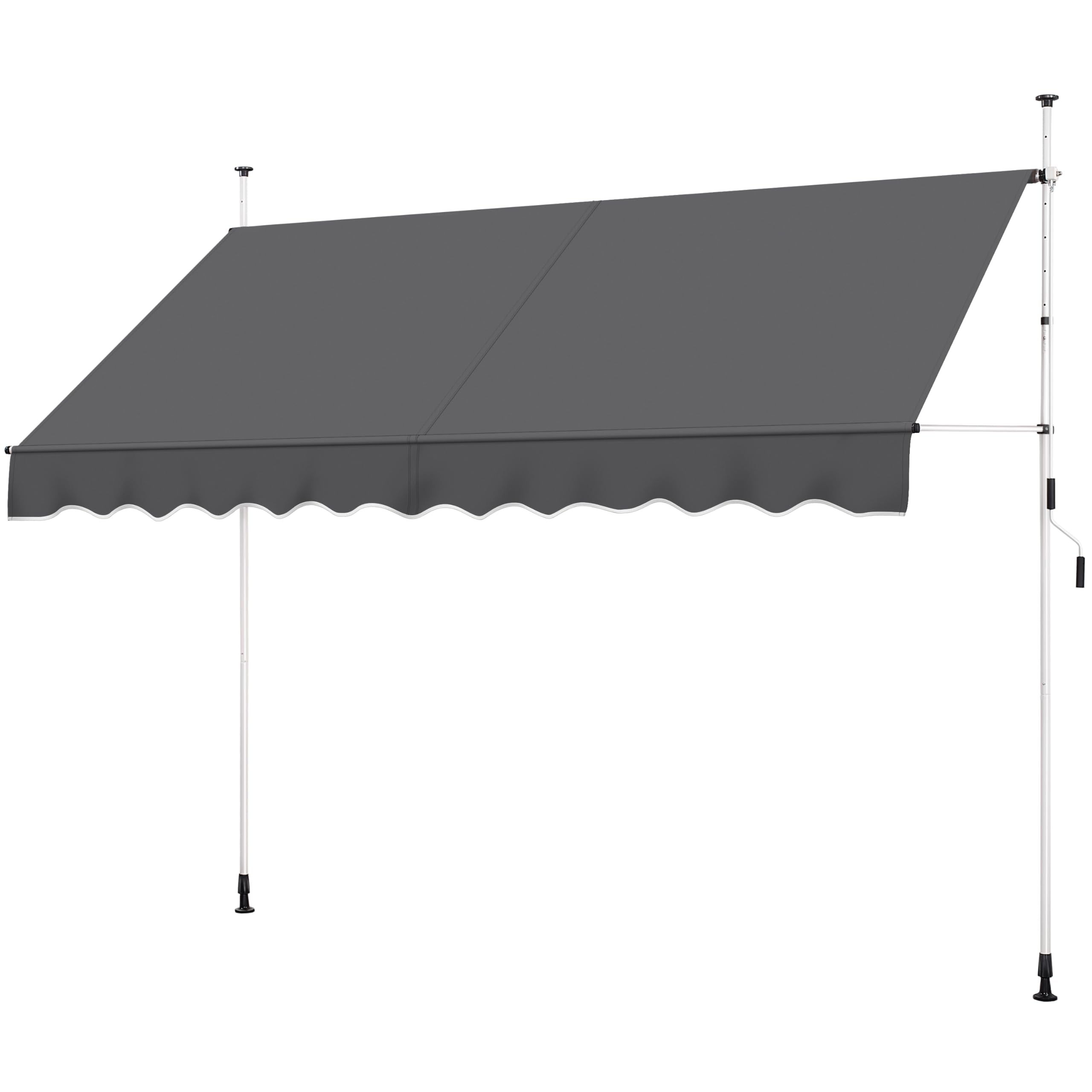 Yaheetech Manual Retractable Awning, 78"×118" Outdoor Sunshade Shelter Angle & Height Adjustable NO Drilling Patio Door Window Awnings, Canopy with UV Protection for Backyard, Dark Gray
