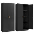 SteeLoong Kitchen Pantry Cabinet,71”Black Metal Pantry Storage Cabinet with Doors and 4 Adjustable Shelves,Kitchen Cabinet with 2 Gold Handles,Tall Cabinet for Livingroom,Pantry, Bathroom