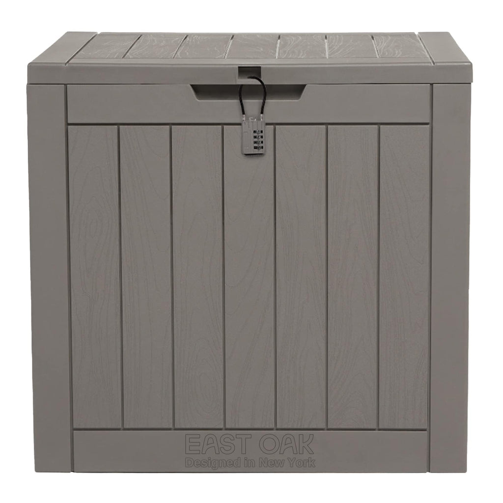 EAST OAK Outdoor Storage Box, 31 Gallon Deck Box Indoor and Outdoor Use, Waterproof Resin Storage Bin for Package Delivery, Patio Cushions, Gardening Tools, Lockable, UV Resistant, Grey