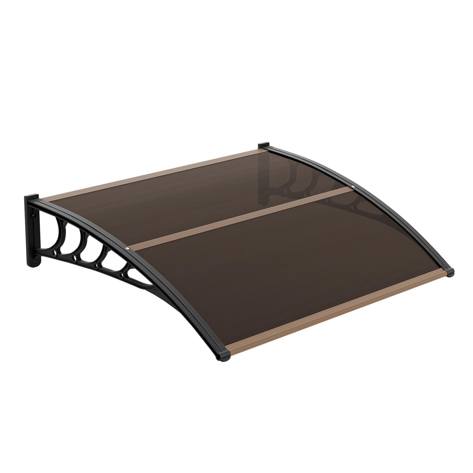 VINGLI Window Awning Door Canopy Exterior, 40" x 80" Awnings for Doors Polycarbonate Cover Patio Door Awning Rain Snow Sunlight Protection Hollow Sheet (Brown Board & Black Bracket)