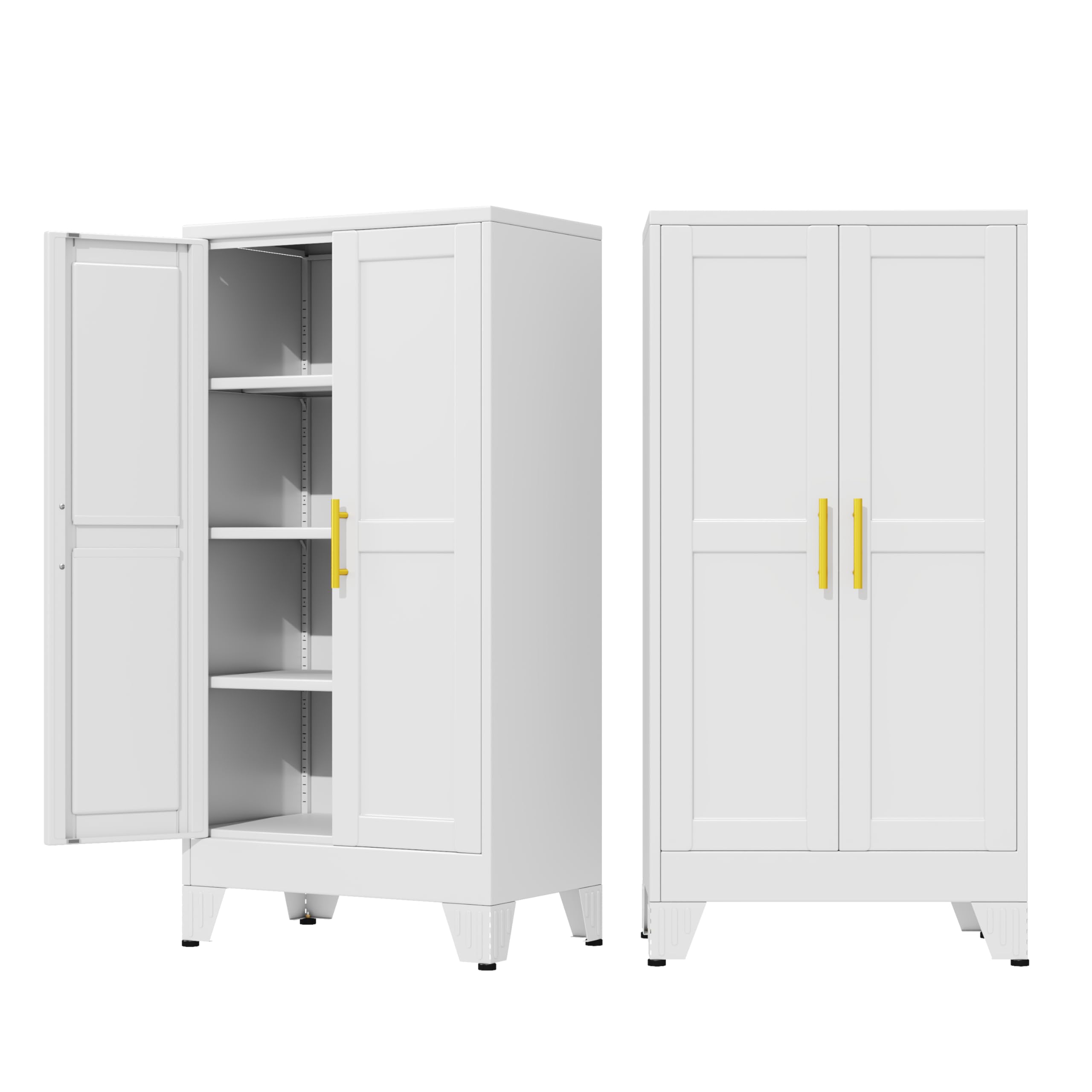 71" Metal Garage Storage Cabinet with Wheels and Locking Doors and Tall Rolling Steel Tool Cabinet with 4 Adjustable Shelves for Garage,Home,Office,Shop (Black, 71''H x 30''W x15''D)