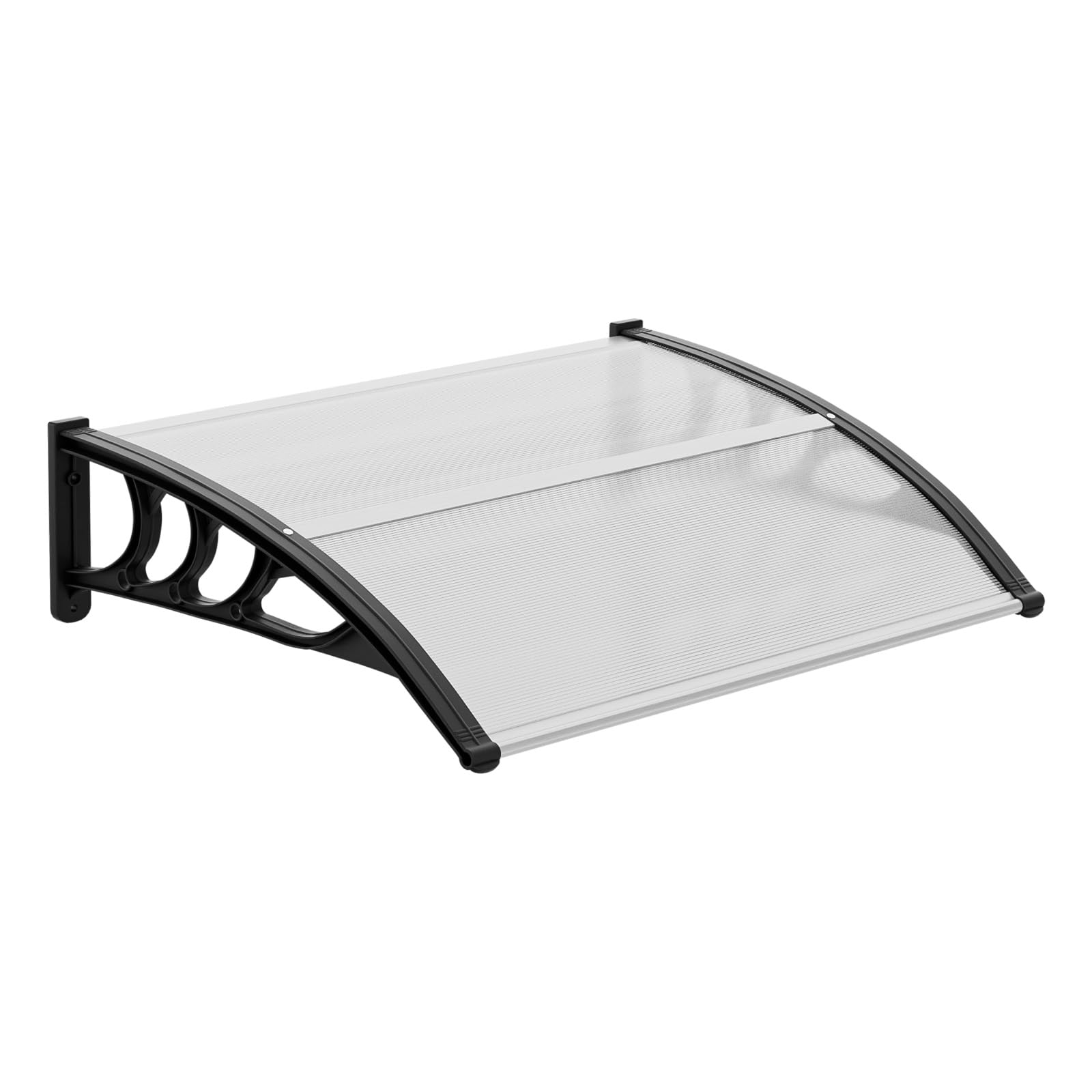 VINGLI Window Awning Door Canopy Exterior, 40" x 80" Awnings for Doors Polycarbonate Cover Patio Door Awning Rain Snow Sunlight Protection Hollow Sheet (Brown Board & Black Bracket)