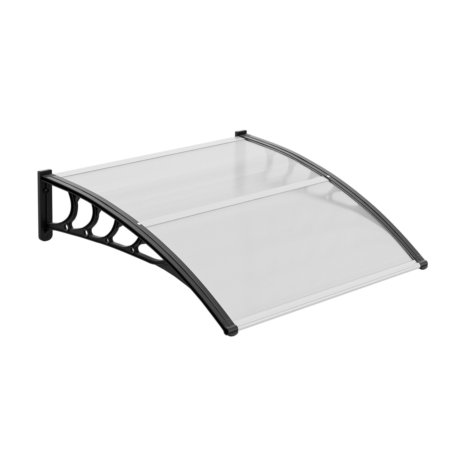 VINGLI Window Awning Door Canopy Exterior, 40" x 80" Awnings for Doors Polycarbonate Cover Patio Door Awning Rain Snow Sunlight Protection Hollow Sheet (Brown Board & Black Bracket)