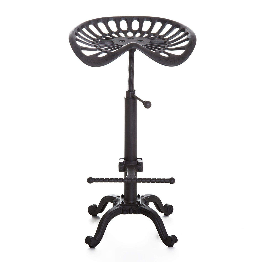 Industrial Bar Stool-Swivel Tractor Seat-Kitchen Dining Counter Chair-Extra Pub Height- Adjustable 24.8-31"-Iron Cast Design