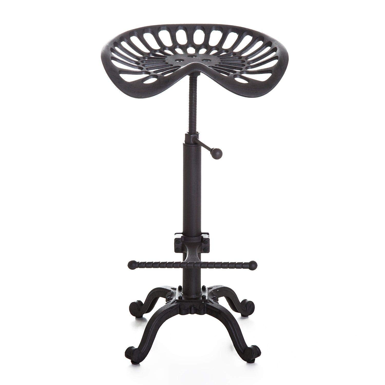 Industrial Bar Stool-Swivel Tractor Seat-Kitchen Dining Counter Chair-Extra Pub Height- Adjustable 24.8-31"-Iron Cast Design