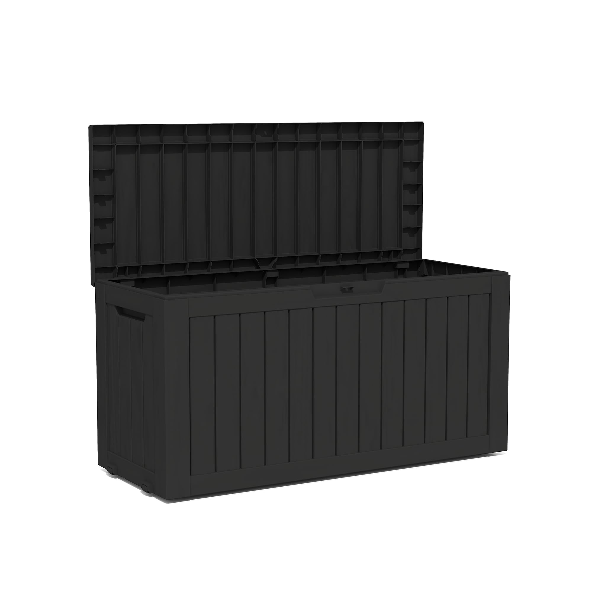 TARKARI 270 Gallon Lockable Resin Deck Box, Waterproof & UV-Resistant Outdoor Storage Box for Outdoor Cushion Storage, Garden Tools & Pool Accessories Storage, Black
