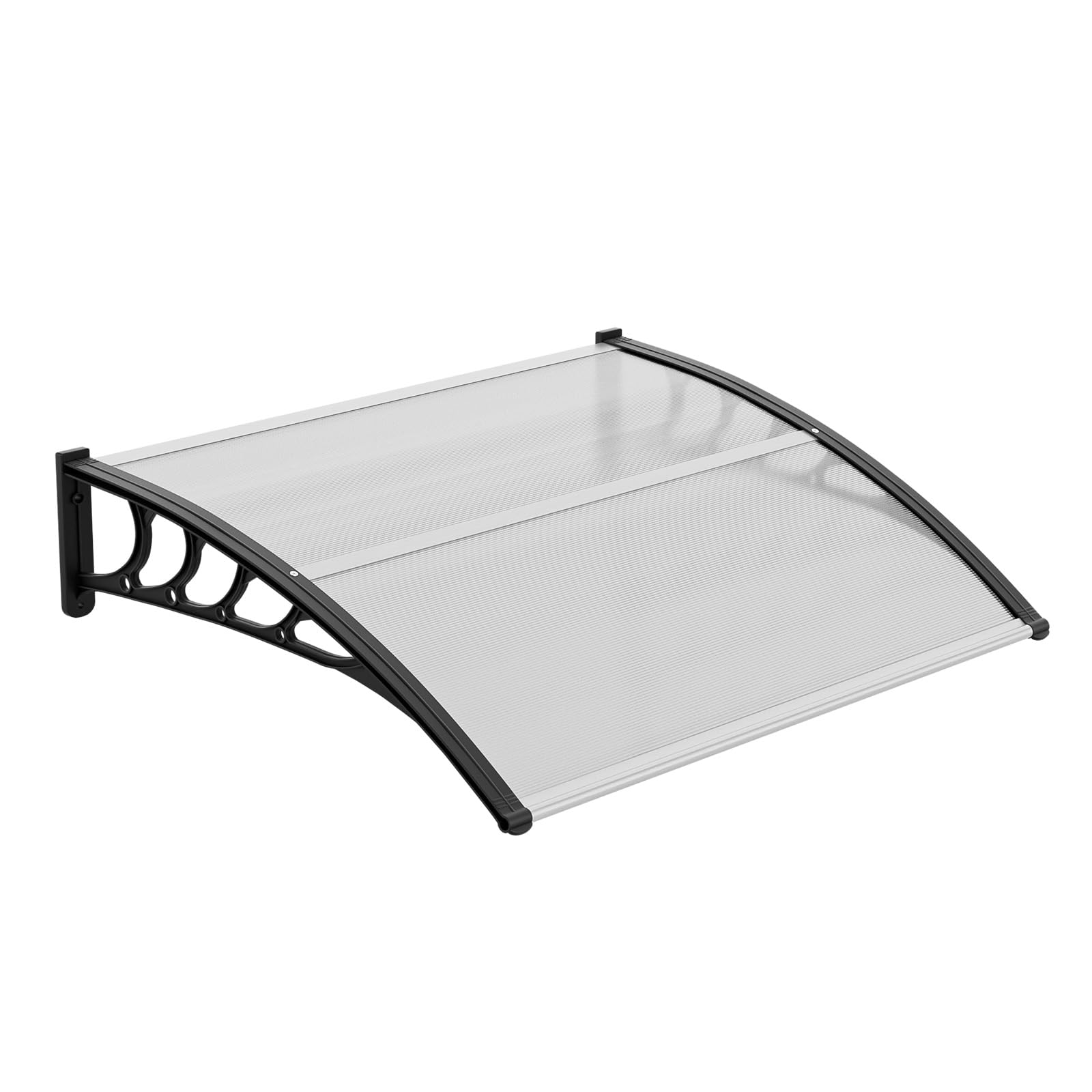 VINGLI Window Awning Door Canopy Exterior, 40" x 80" Awnings for Doors Polycarbonate Cover Patio Door Awning Rain Snow Sunlight Protection Hollow Sheet (Brown Board & Black Bracket)