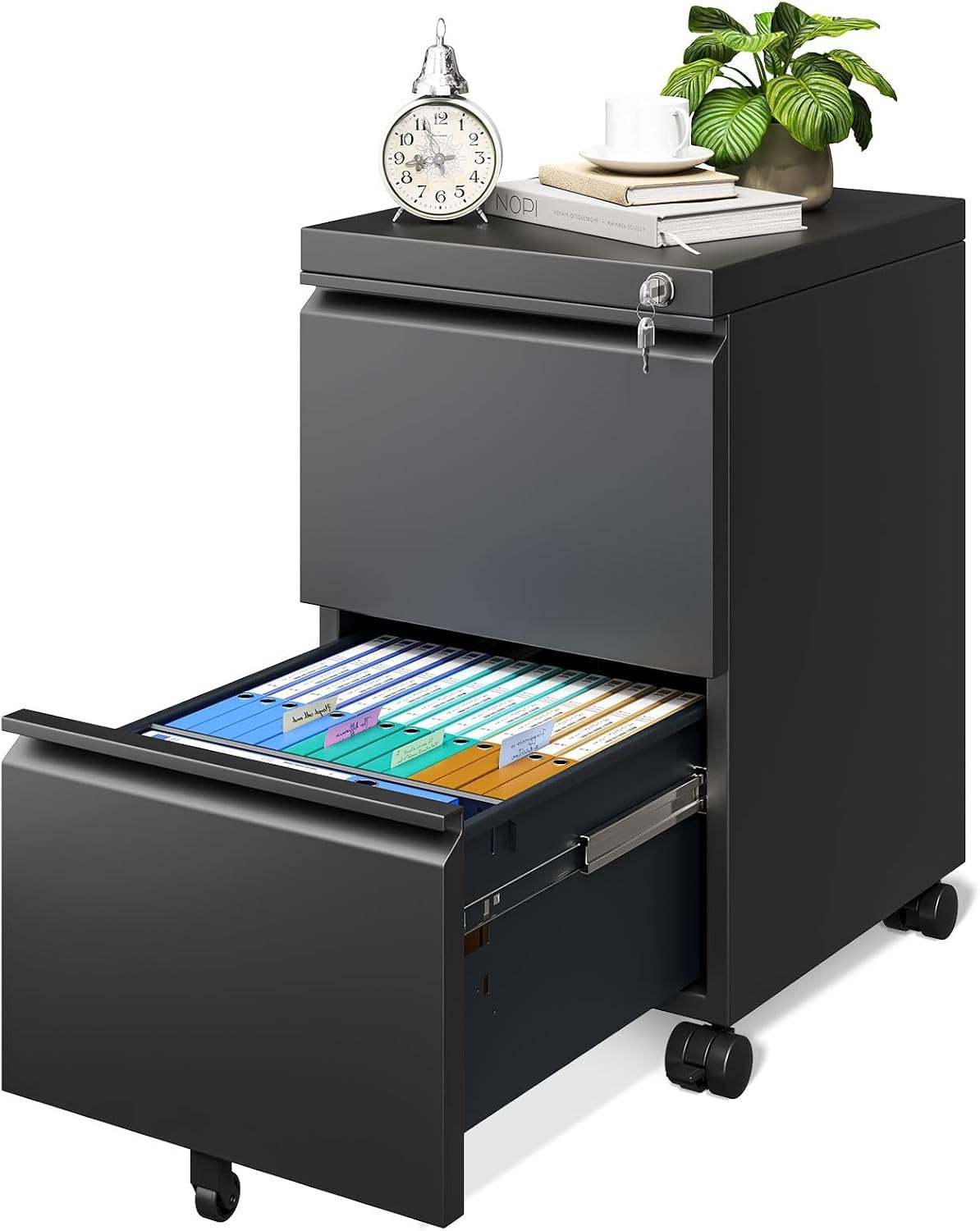 Approgreent Metal Storage Cabinet with Adjustable Shelves, Garage Cabinet with 2 Lockable Doors, Garage Storage Cabinet, Kitchen Pantry Cabinet - 71'H, Black
