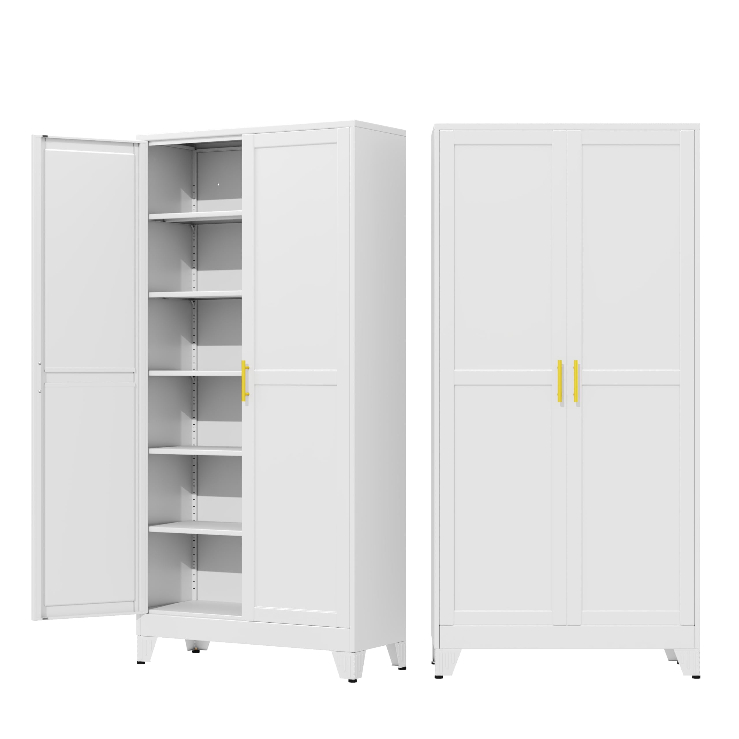 71" Metal Garage Storage Cabinet with Wheels and Locking Doors and Tall Rolling Steel Tool Cabinet with 4 Adjustable Shelves for Garage,Home,Office,Shop (Black, 71''H x 30''W x15''D)