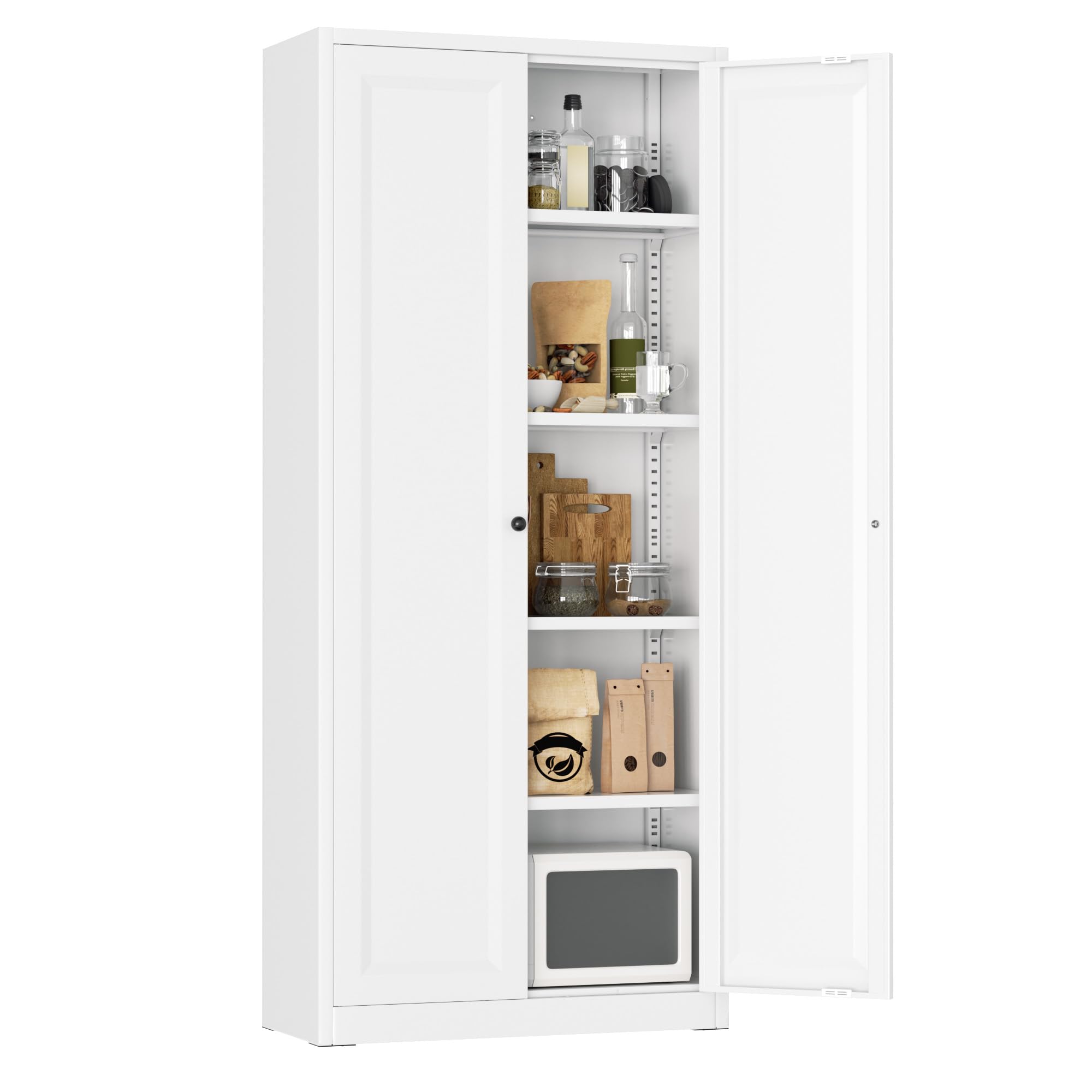 Greenvelly Metal Storage Cabinet, 72" Black Steel Garage Cabinet with Doors and Adjustable Shelves, Metal Cabinet with Lock,Garage Cabinets and Storage System for Garage,Home Office,School