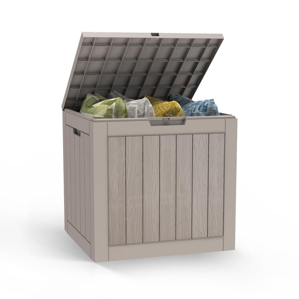Mars Villa 100 Gallon Outdoor Storage Box, Large Resin Deck Box Waterproof, for Outside Patio Furniture Cushion, Pool Supply, with Hydraulic Hinge, UV-Resistant and Weatherproof, Rattan Black