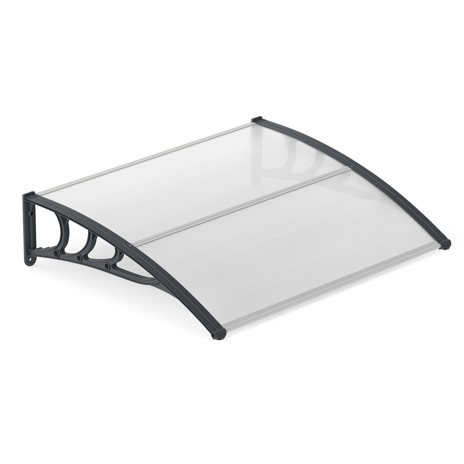 Tangkula 40" x 48" Window Awning, Modern Polycarbonate Overhead Door Awning with Hollow Sheet for Rain Snow Sunlight Protection, UPF 50+ Awnings for Patio, Door, Deck, Porch