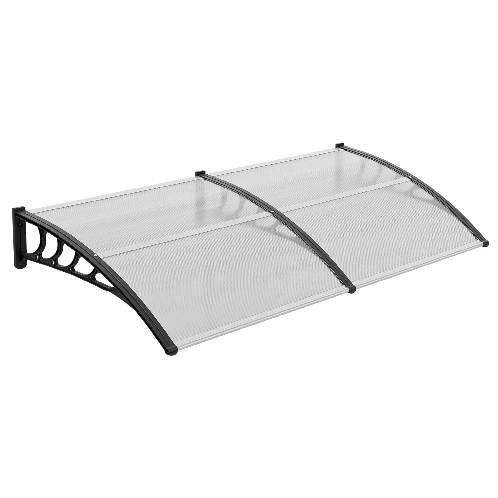 VINGLI Window Awning Door Canopy Exterior, 40" x 80" Awnings for Doors Polycarbonate Cover Patio Door Awning Rain Snow Sunlight Protection Hollow Sheet (Brown Board & Black Bracket)