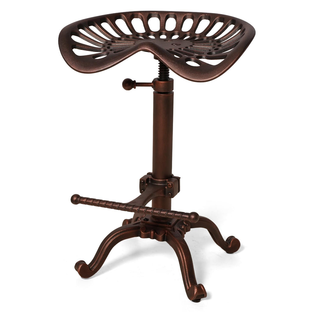 Industrial Bar Stool-Swivel Tractor Seat-Kitchen Dining Counter Chair-Extra Pub Height- Adjustable 24.8-31"-Iron Cast Design