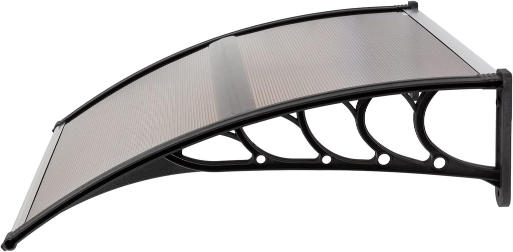 Outvita Window Awnings for Doors Canopy 40''x35.4'', Polycarbonate Cover Front Door Outdoor Patio Awning Canopy UV Rain Snow Sunlight Protection Hollow Sheet, Brown Board & Black Bracket, AL-YP-0338
