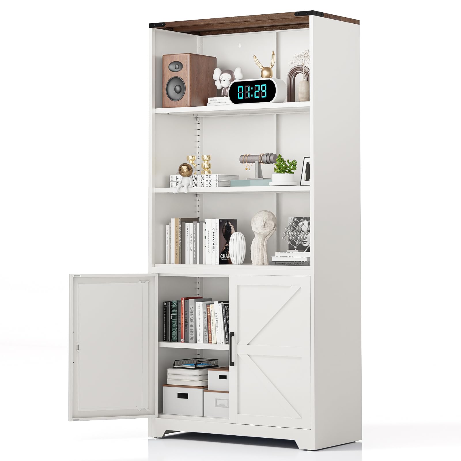 VINGLI Large Metal Storage Cabinet with 2 Doors and 5 Adjustable Shelves, Upgraded Height & Wide & Deep, 43''W x 20''D x 72''H, Oversized Garage Storage Cabinet with Wheels and Locks (Black)