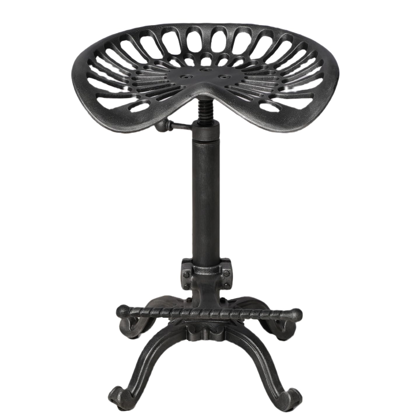 Industrial Bar Stool-Swivel Tractor Seat-Kitchen Dining Counter Chair-Extra Pub Height- Adjustable 24.8-31"-Iron Cast Design