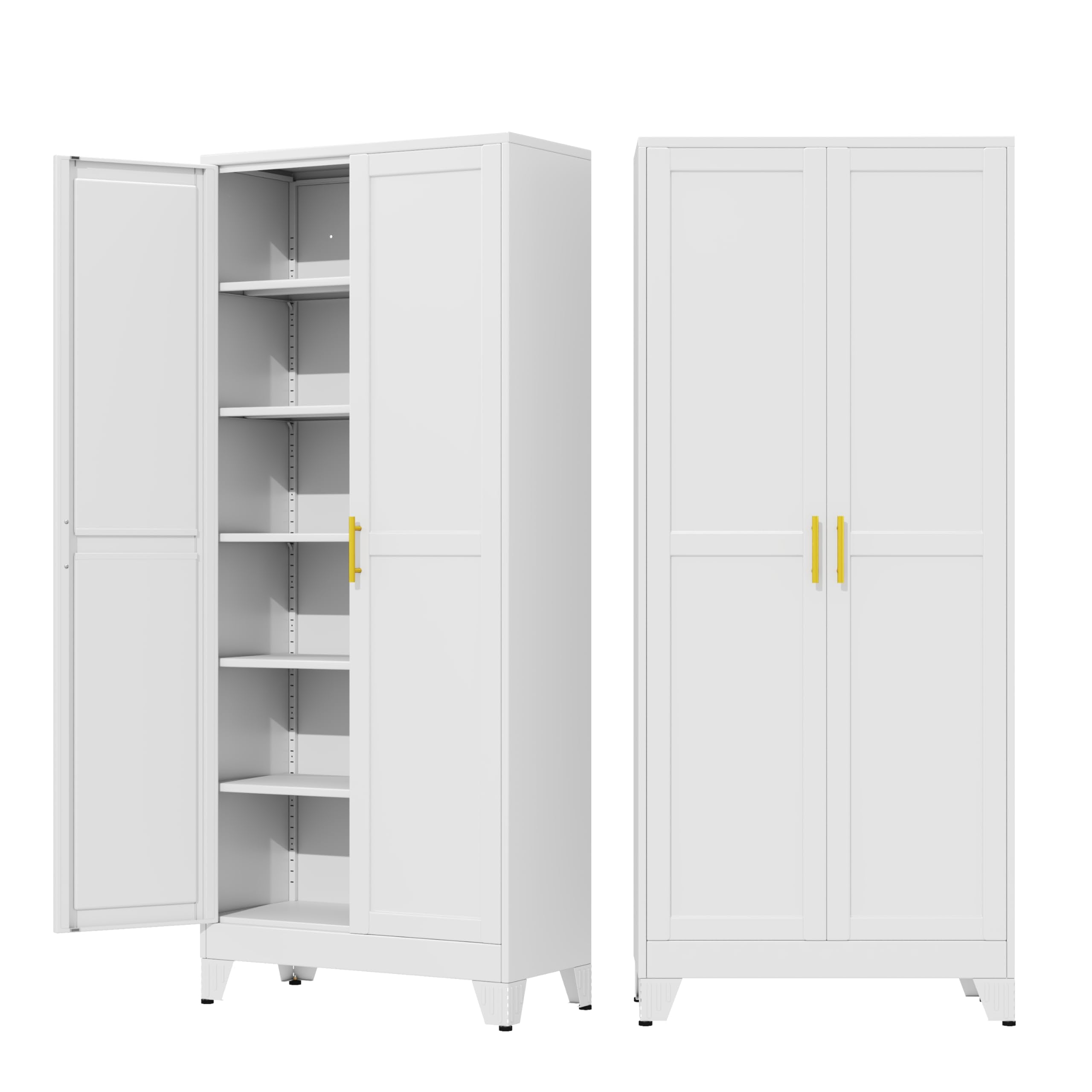 71" Metal Garage Storage Cabinet with Wheels and Locking Doors and Tall Rolling Steel Tool Cabinet with 4 Adjustable Shelves for Garage,Home,Office,Shop (Black, 71''H x 30''W x15''D)