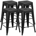 Yaheetech 30 Inch Metal Bar Stools Set of 4, Bar Height Backless Bartools, Industrial Stackable Bar Chairs with Footrest for Kitchen/Dining Room/Bistro/Patio, Black
