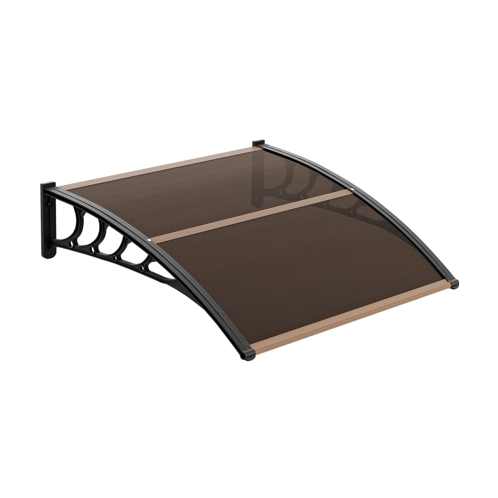 VINGLI Window Awning Door Canopy Exterior, 40" x 80" Awnings for Doors Polycarbonate Cover Patio Door Awning Rain Snow Sunlight Protection Hollow Sheet (Brown Board & Black Bracket)