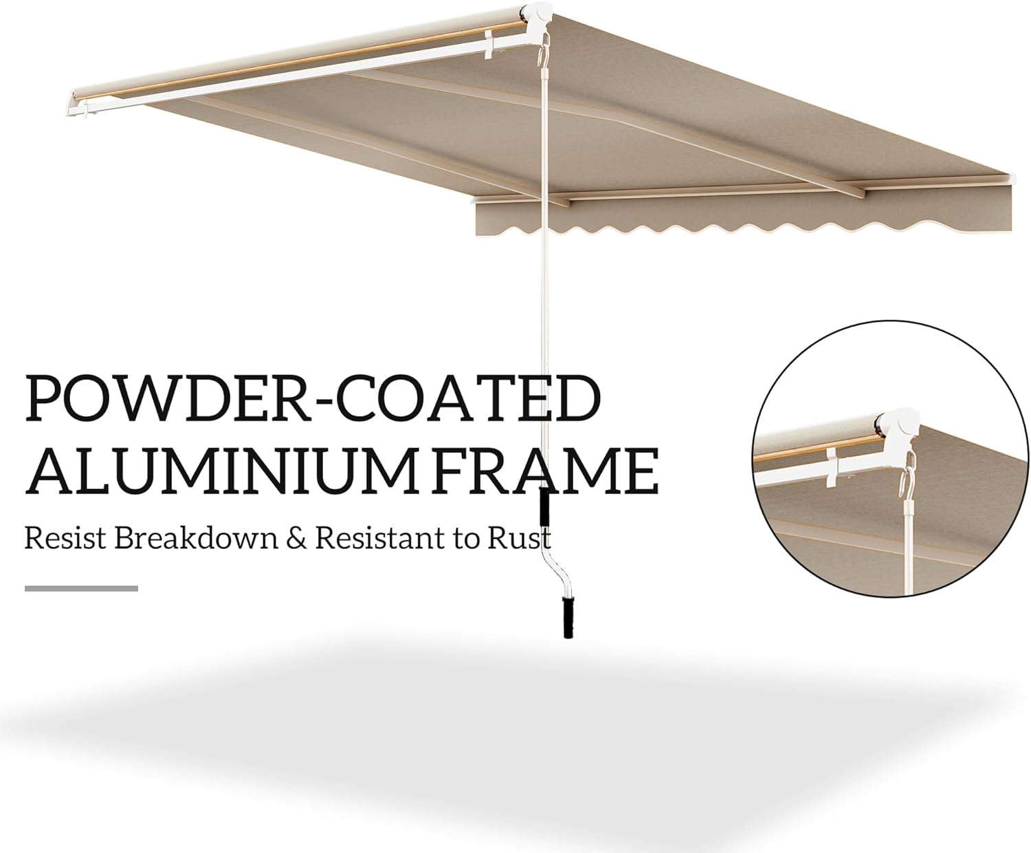 Outsunny 13' x 8' Retractable Awning, Patio Awnings, Sunshade Shelter w/Manual Crank Handle, UV & Water-Resistant Fabric and Aluminum Frame for Deck, Balcony, Yard, Beige
