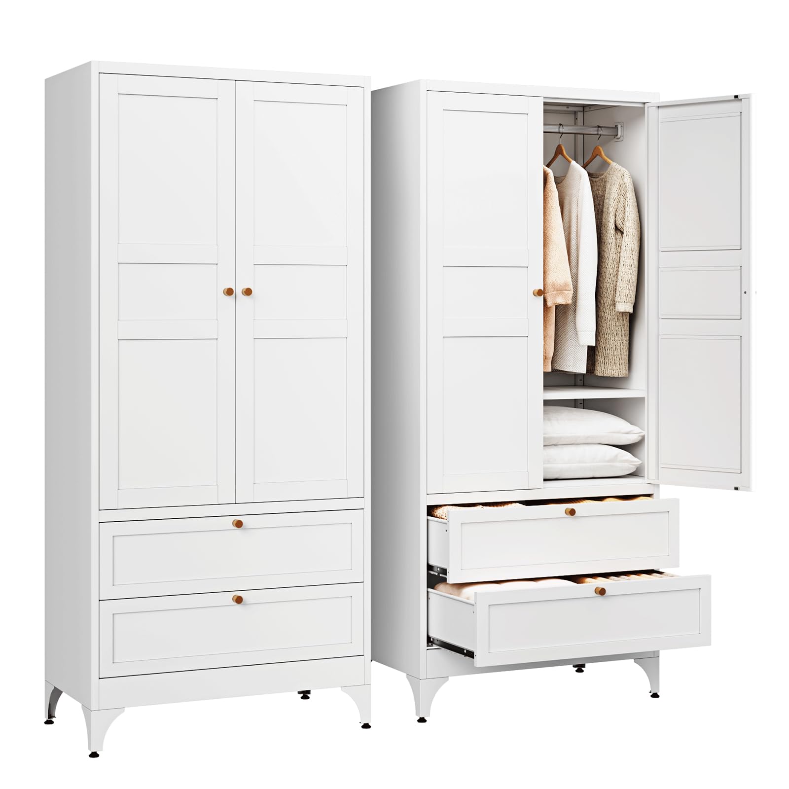 Letaya Metal Wardrobe Cabinets with Lock,Clothing Locker 72" X 36" X 18" Storage Cabinets for Home Room,Fire Department, School, Employee,Gym,Government (Black)