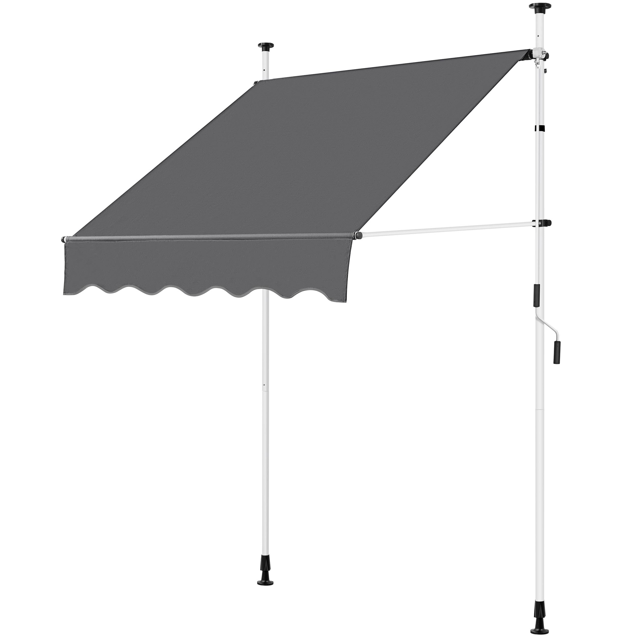Yaheetech Manual Retractable Awning, 78"×118" Outdoor Sunshade Shelter Angle & Height Adjustable NO Drilling Patio Door Window Awnings, Canopy with UV Protection for Backyard, Dark Gray