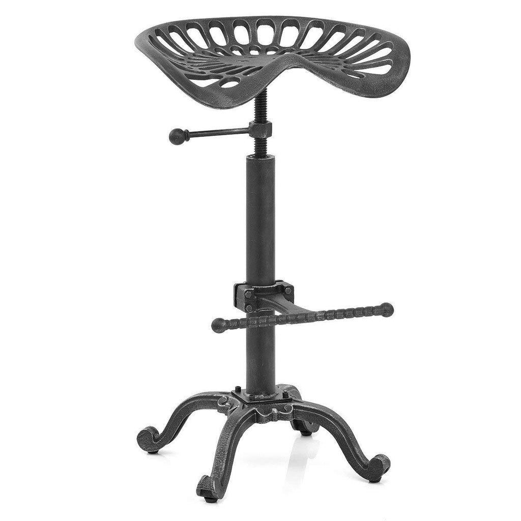 Rustic Industrial Farmhouse Tractor Seat Counter Height Adjustable Bar Stool Cast Iron Swivel Stool Industrial bar Chair (Rust, Cast Iron)