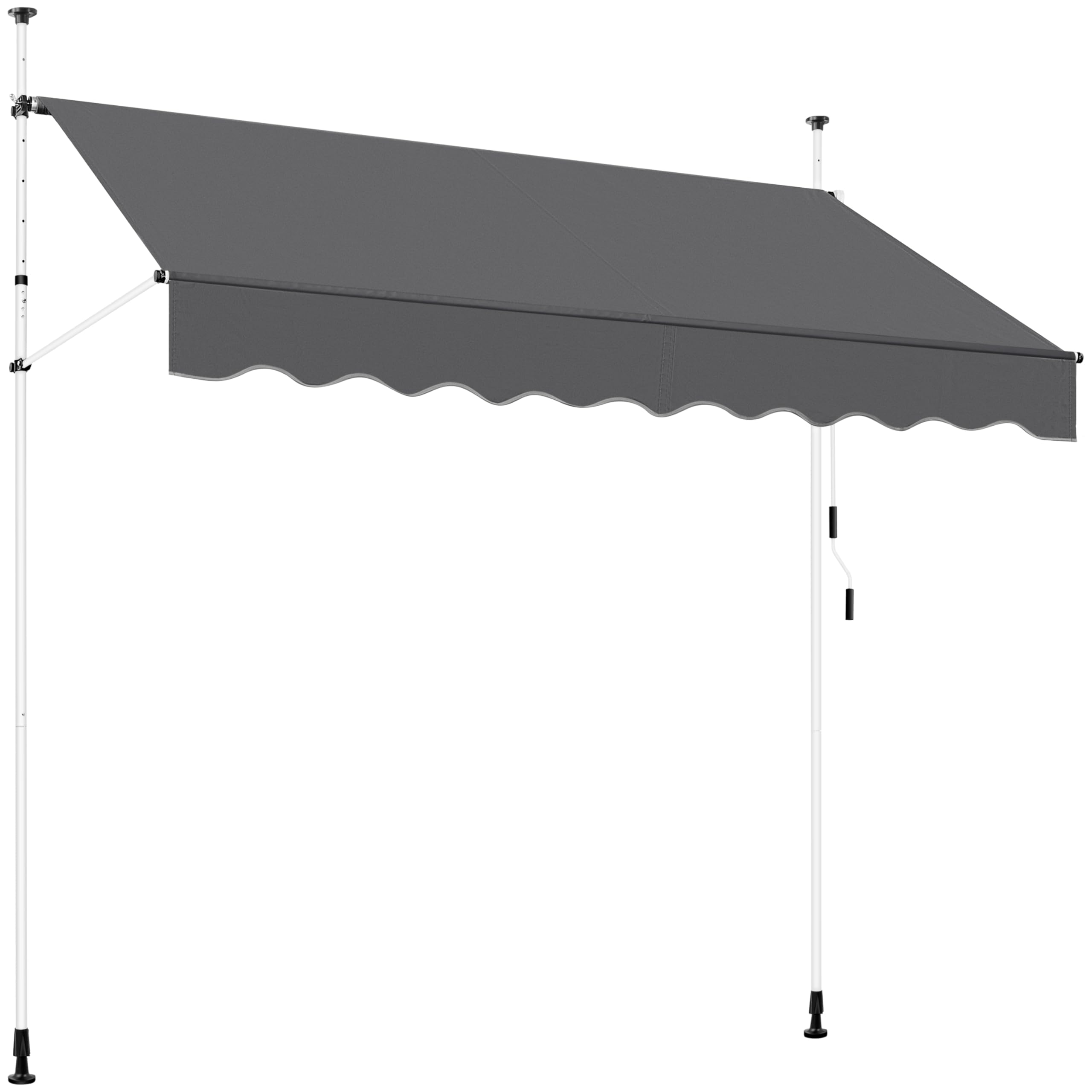 Yaheetech Manual Retractable Awning, 78"×118" Outdoor Sunshade Shelter Angle & Height Adjustable NO Drilling Patio Door Window Awnings, Canopy with UV Protection for Backyard, Dark Gray